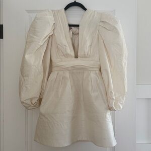 by watters | white puff sleeve mini dress